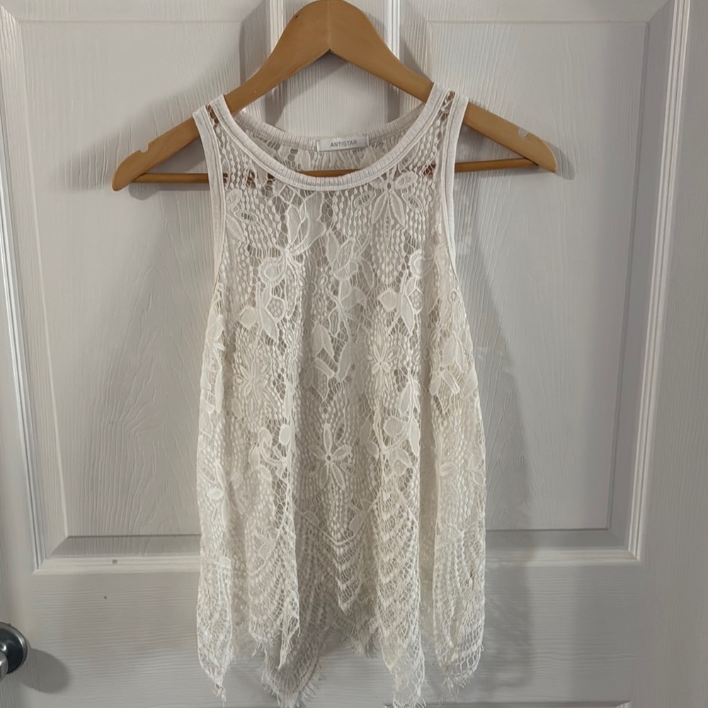 White Lace Sleeveless Top